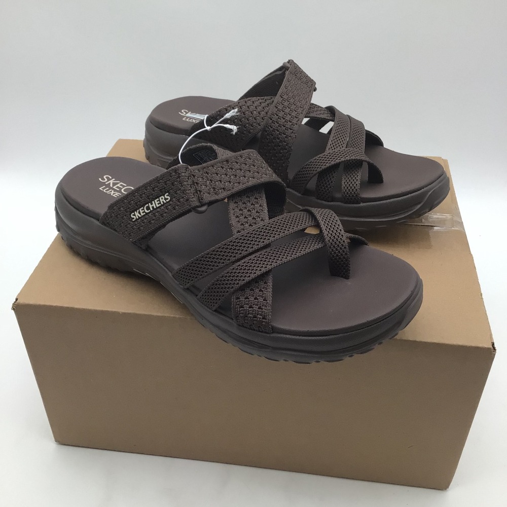 Skechers Womens Adventure Luxe Foam Slides Brown Sandals 179314S Size 11 NEW
